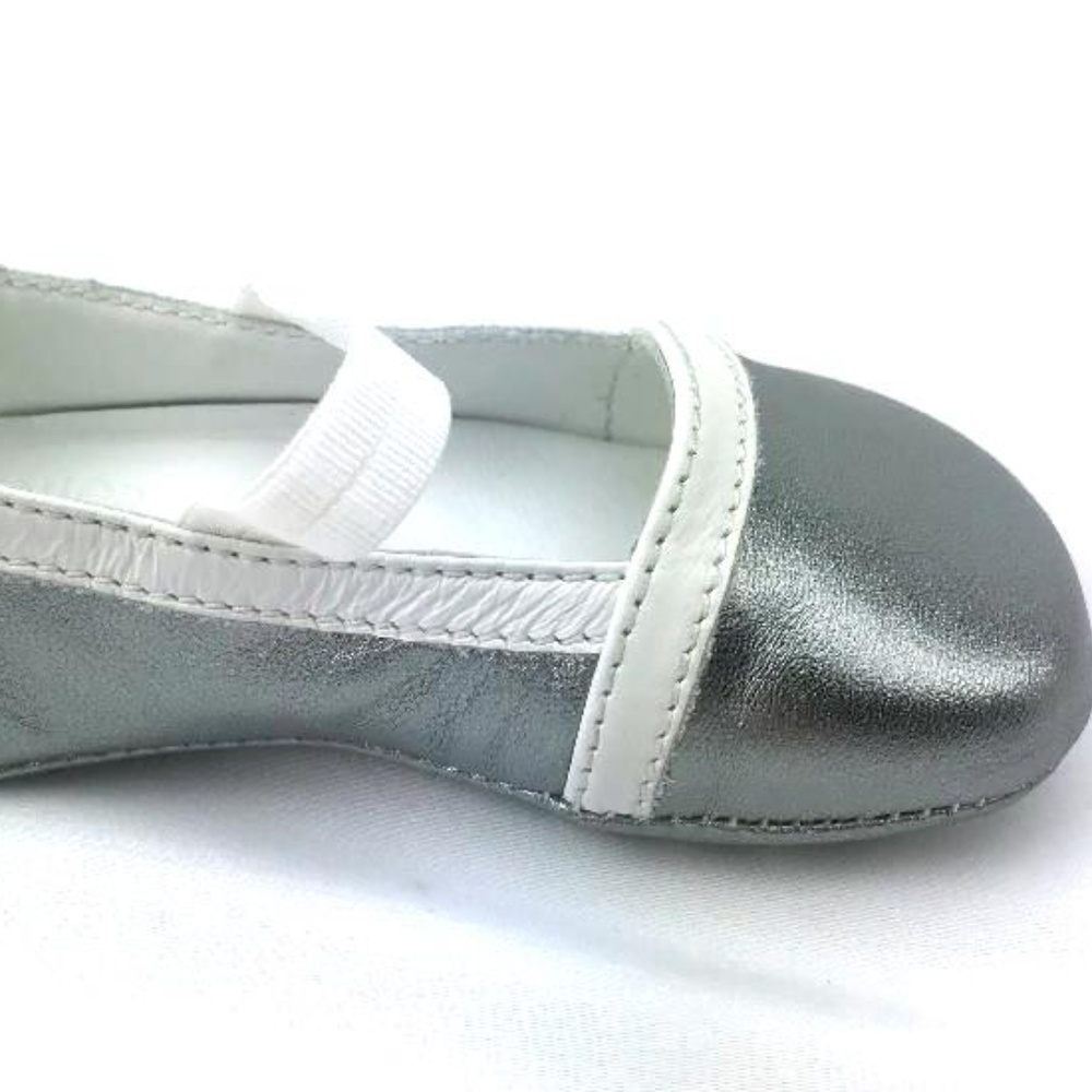 TOD'S BABY Italian Leather Ballerinas in Silver wi - Picture 4 of 6